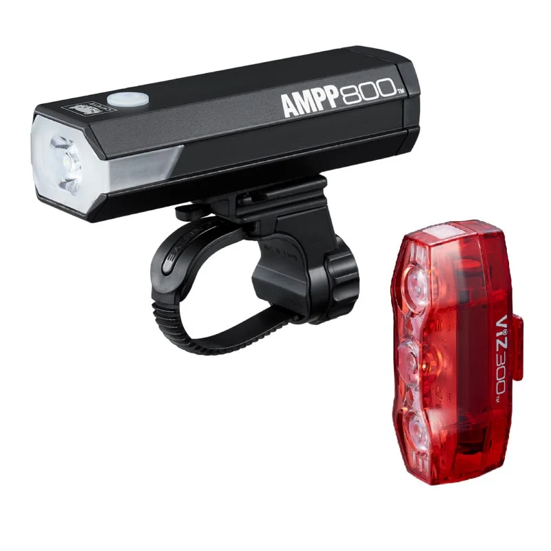 Cateye Ampp 800 Front & Viz 300 Rear Lightset - Black - Image 2