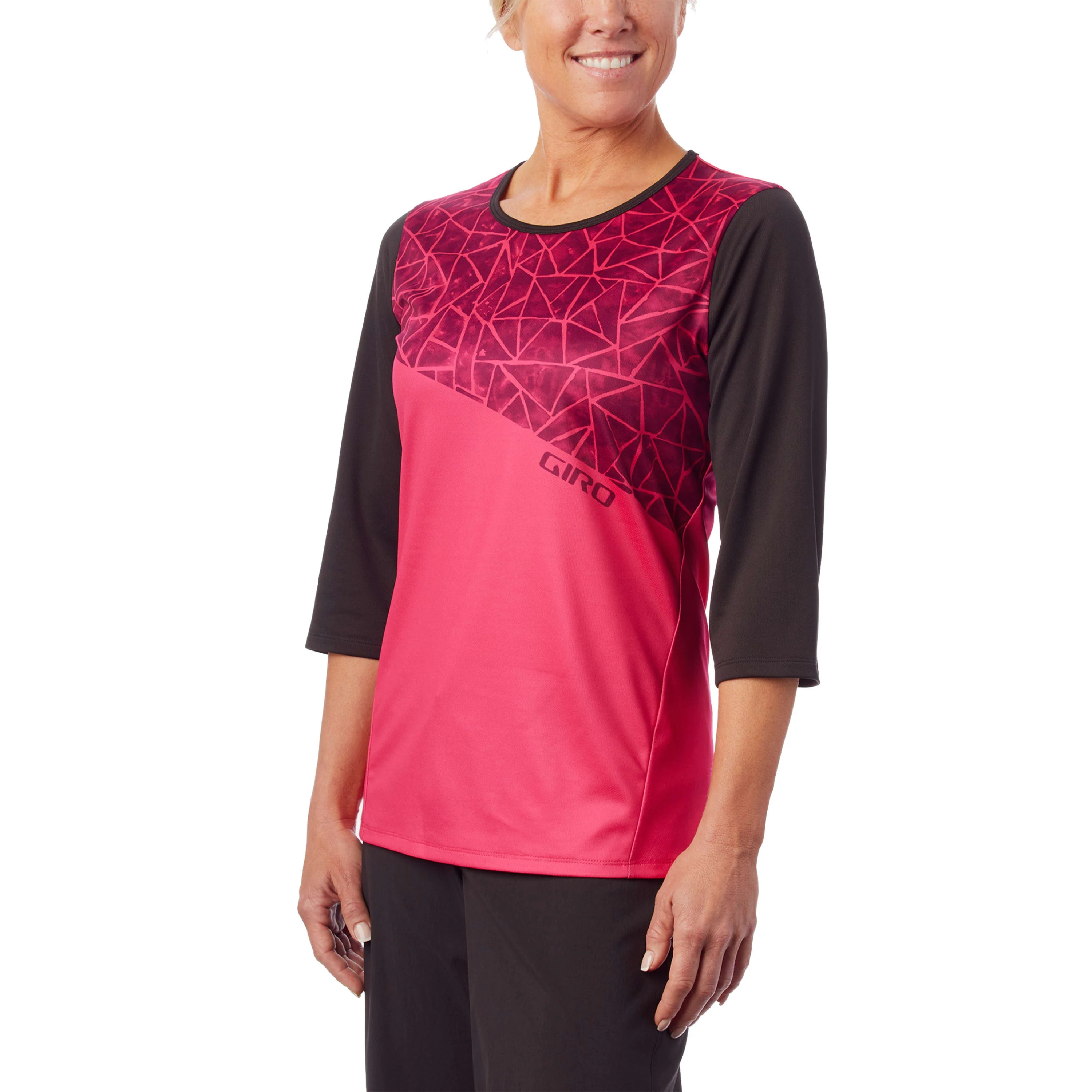Giro Roust Jersey 3/4 Sleeve Mtb Womens - Black / Bright Pink - Image 4