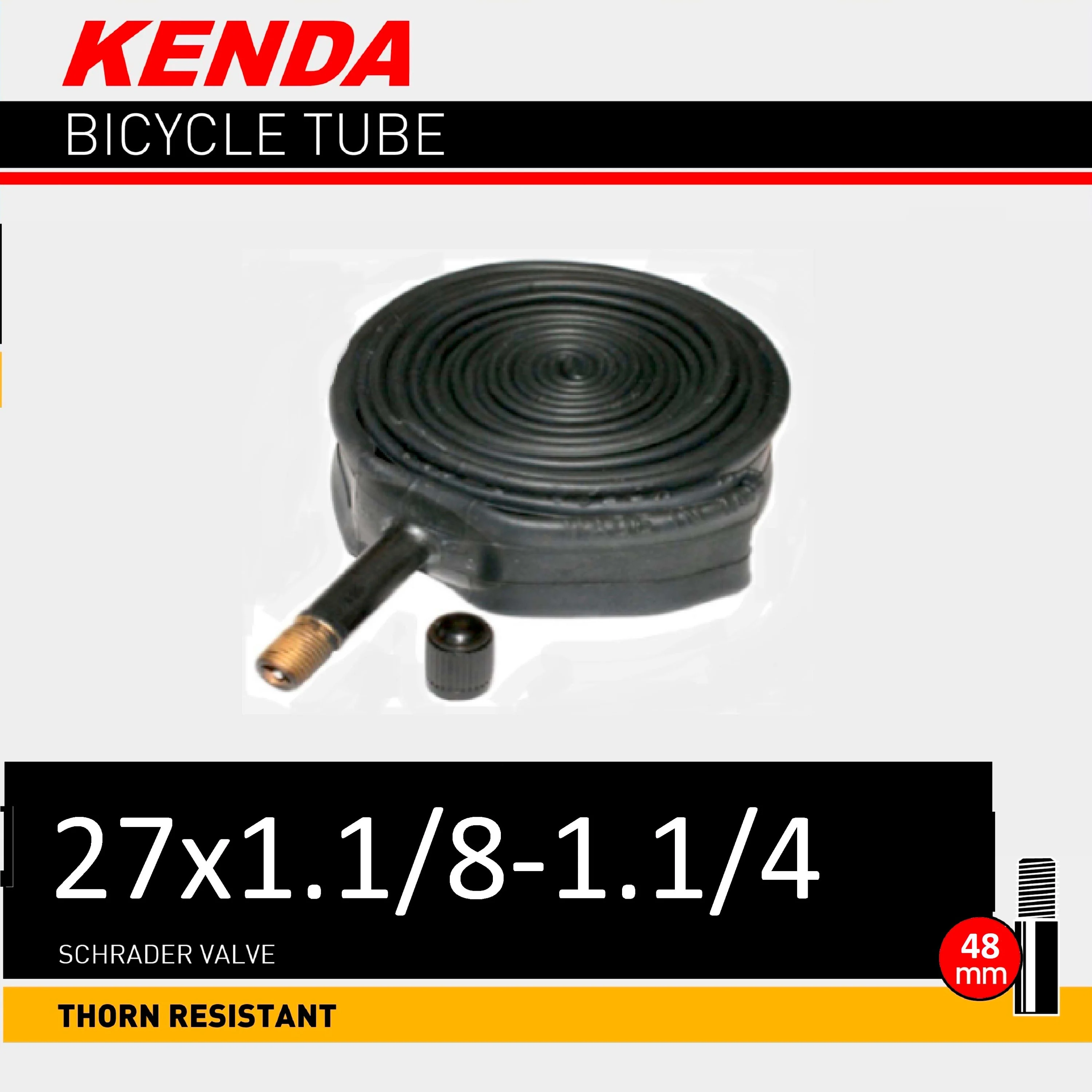 Kenda Tube 27 X 1.1/8-1.1/4 48MM Thorn Resistant Schrader - Black - Image 2