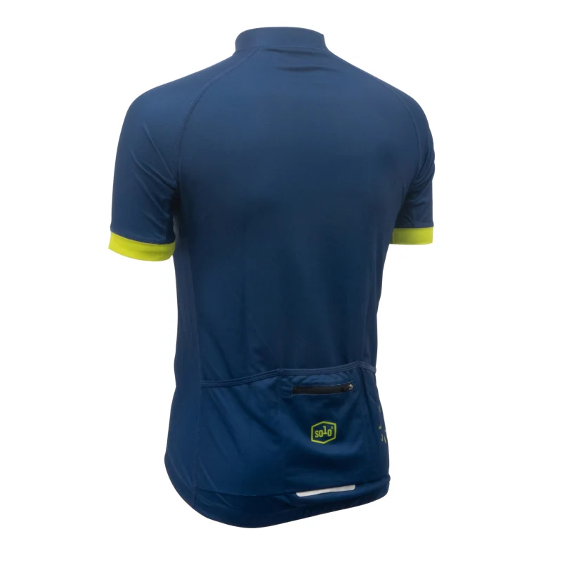 Solo Cadence Jersey Mens Short Sleeve - Navy Blue / Lime Green - Image 2