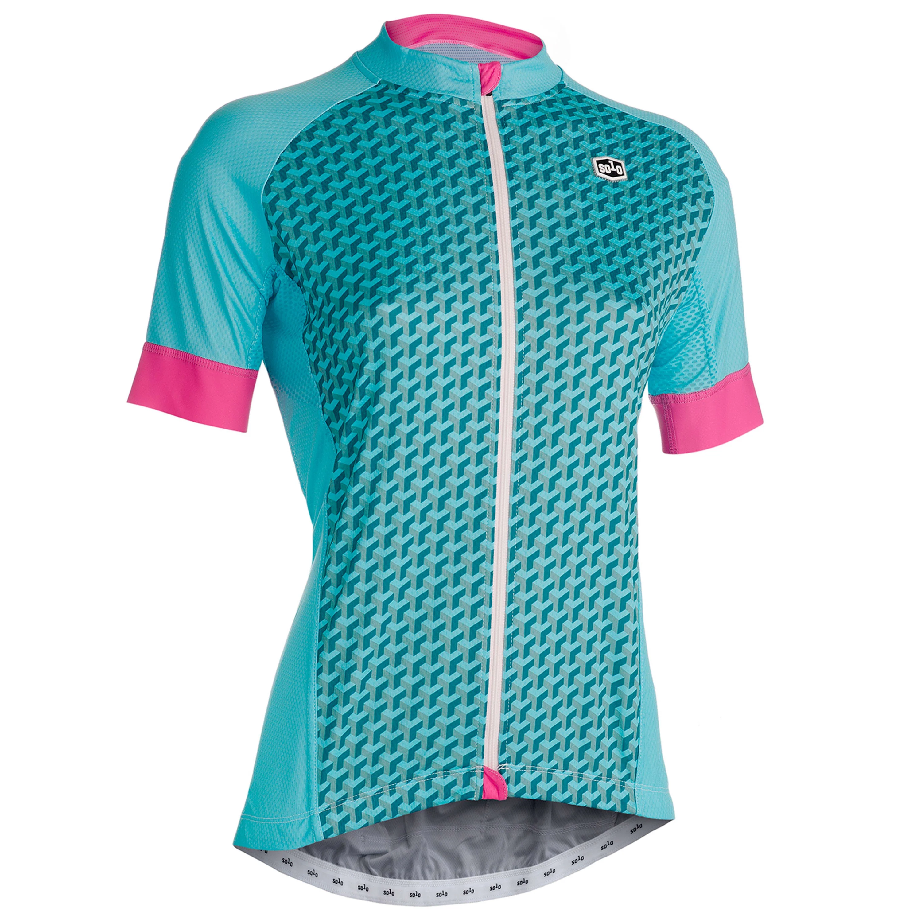 Solo Omni Podium Jersey Ladies - Green / Pink - Image 3